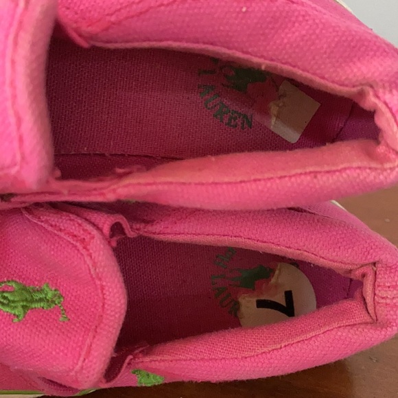 Baby girls Polo Ralph Lauren pony logo girls pink sneakers canvas shoe - Picture 11 of 14